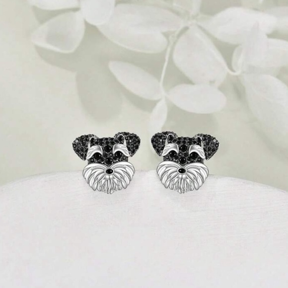 Schnauzer Rhinestone Necklace and Earrings Set - Picture 3 of 6